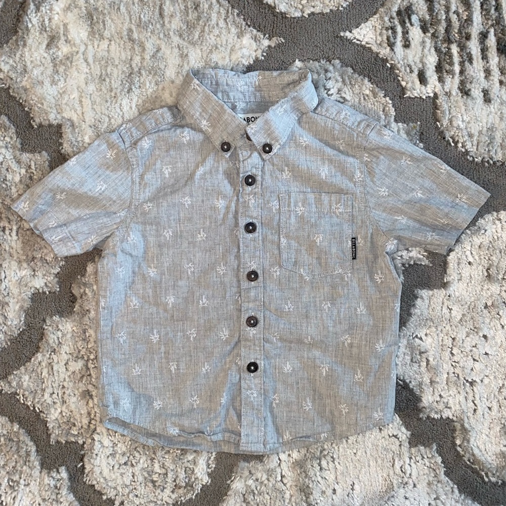 Billabong Palm Tree Print Button Down Shirt Boys Size 2T